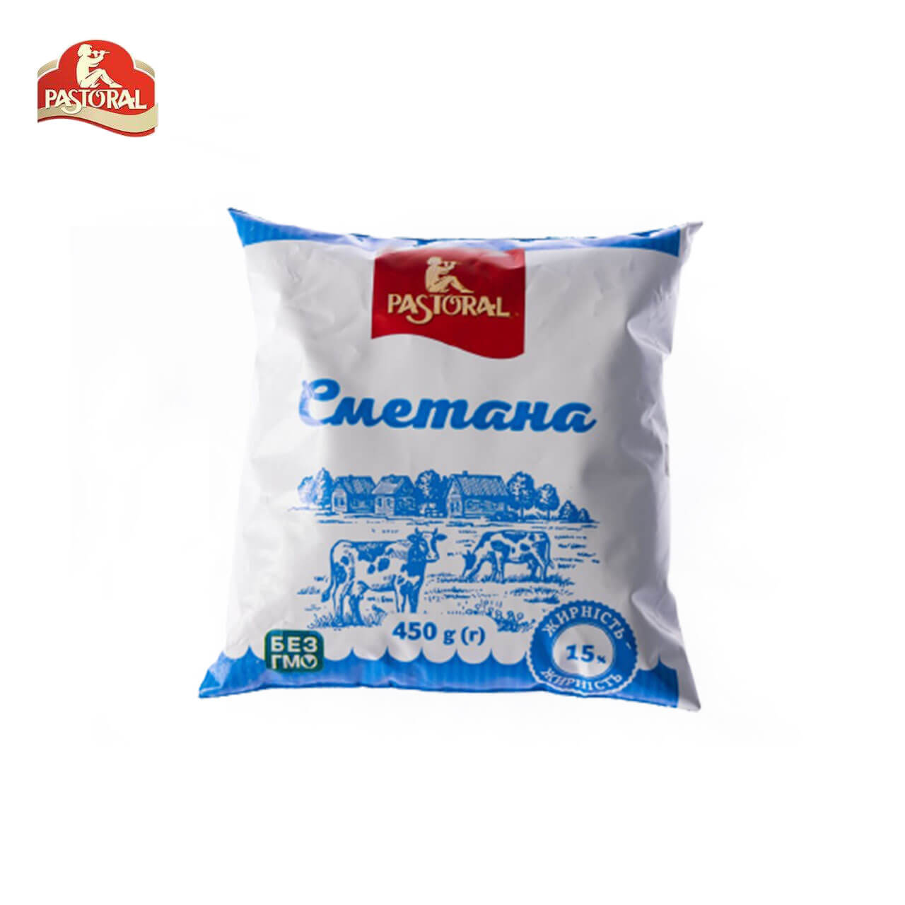 Сметана PASTORAL плівка поліетиленова, 15%, 450г